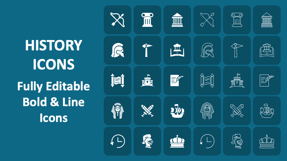 History Icons for PowerPoint and Google Slides PPT Slides