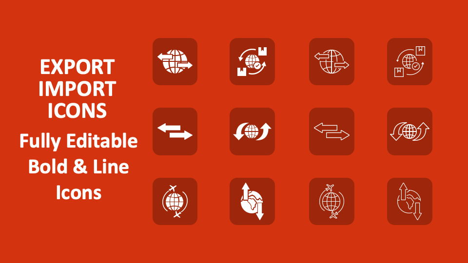 Export Import Icons for PowerPoint and Google Slides - PPT Slides