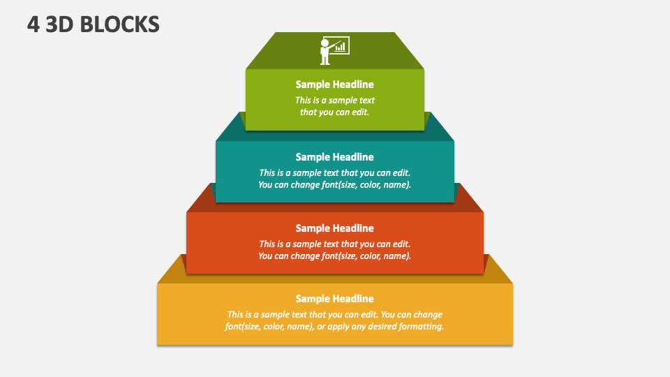 4 3D Blocks PowerPoint Presentation Slides - PPT Template
