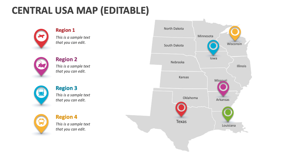 Central USA Map PowerPoint Presentation - Central Usa Map Slide4