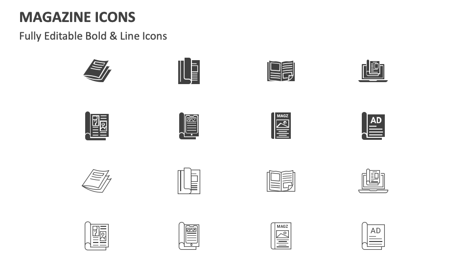 Magazine Icons for PowerPoint and Google Slides - PPT Slides