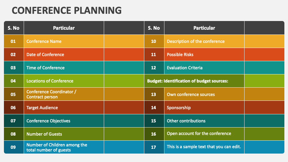 Conference Planning PowerPoint Presentation Slides PPT Template