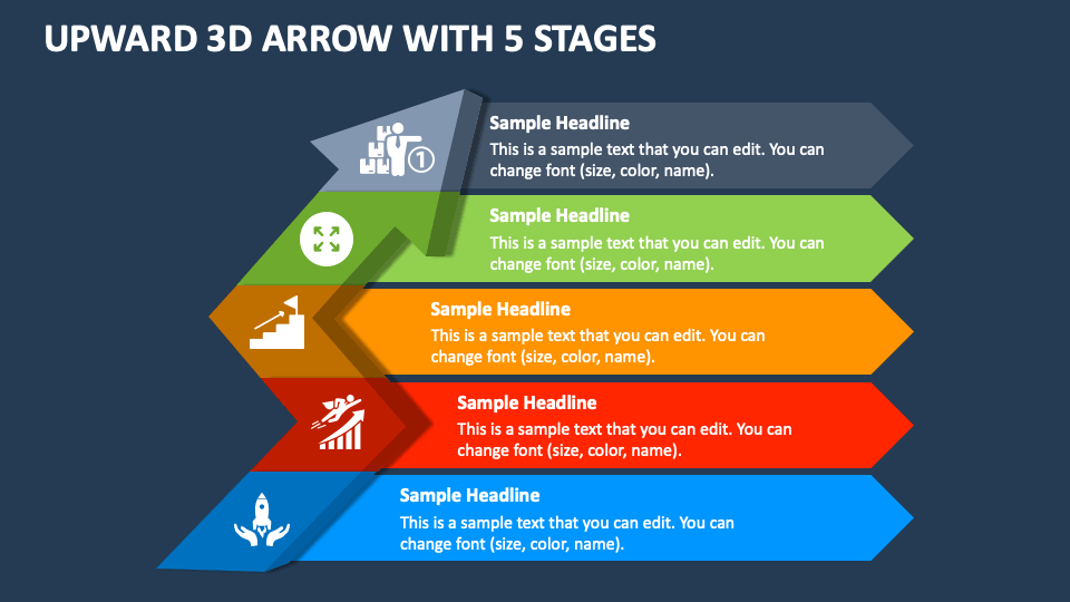 Upward 3D Arrow with 5 Stages - Free Slide