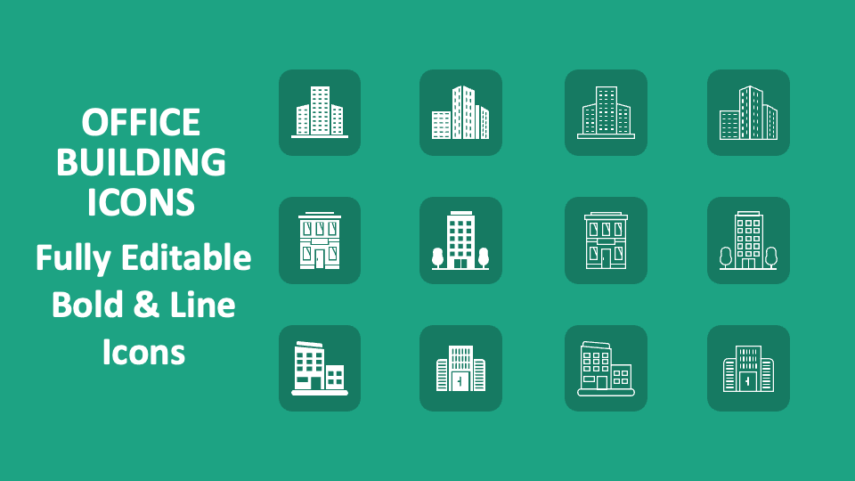 Office Building Icons for PowerPoint and Google Slides - PPT Slides