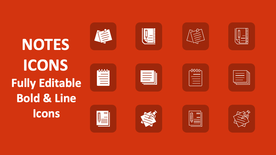 Notes Icons for PowerPoint and Google Slides PPT Slides