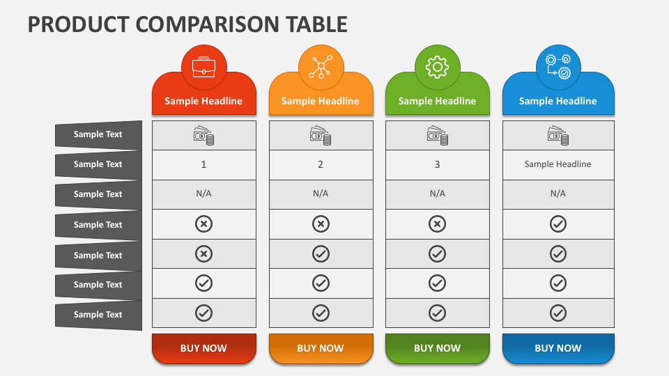 Product Comparison Table - Slide 1
