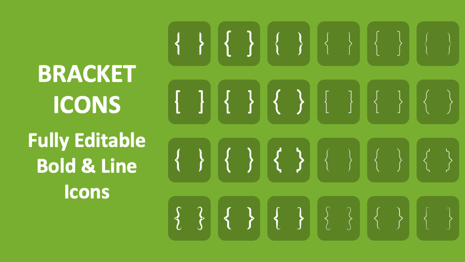 Bracket Icons for PowerPoint and Google Slides PPT Slides