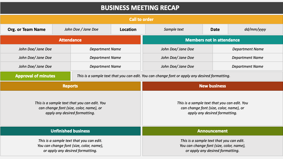 Business Meeting Recap PowerPoint Presentation Slides - PPT Template