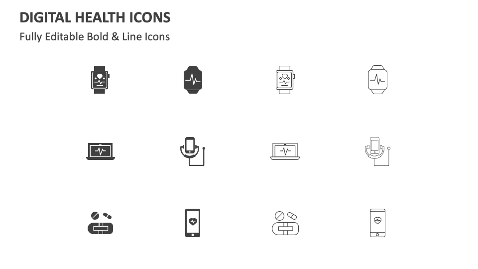Digital Health Icons for PowerPoint and Google Slides PPT Slides