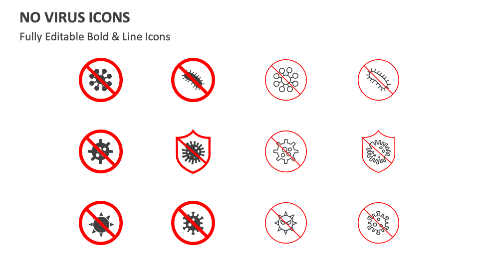 No Virus Icons for PowerPoint and Google Slides - PPT Slides