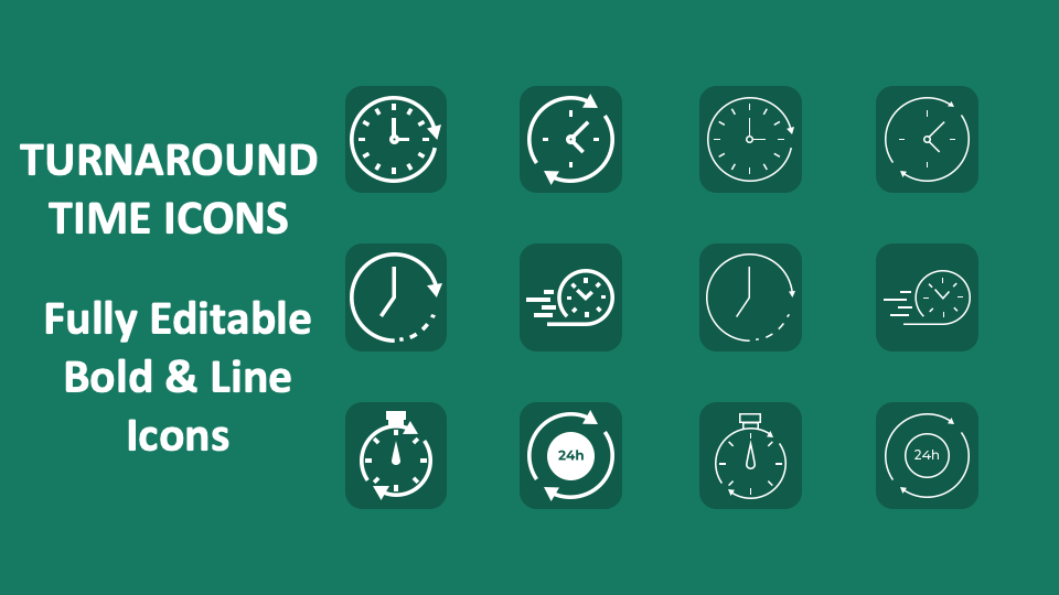 Turnaround Time Icons for PowerPoint and Google Slides PPT Slides