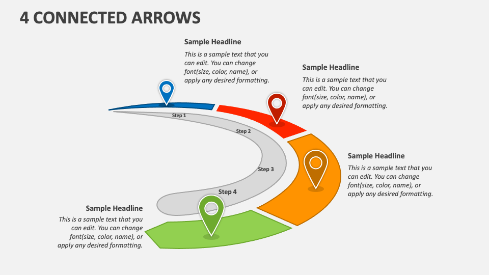 4 connected arrows powerpoint presentation slides ppt template