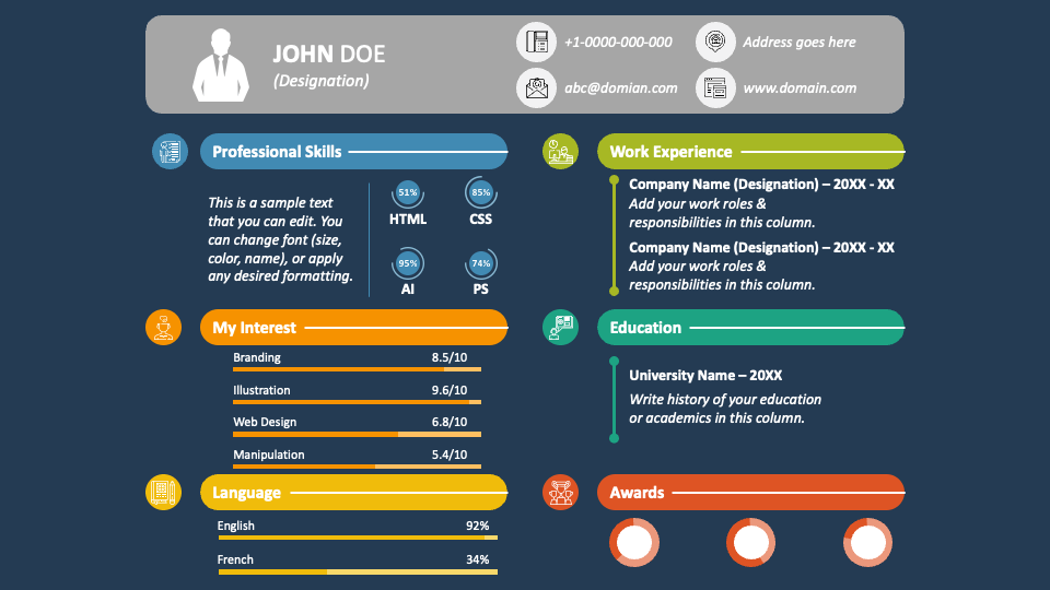 Talent Profile PowerPoint and Google Slides Template PPT Slides