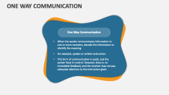 One Way Communication - Slide 1