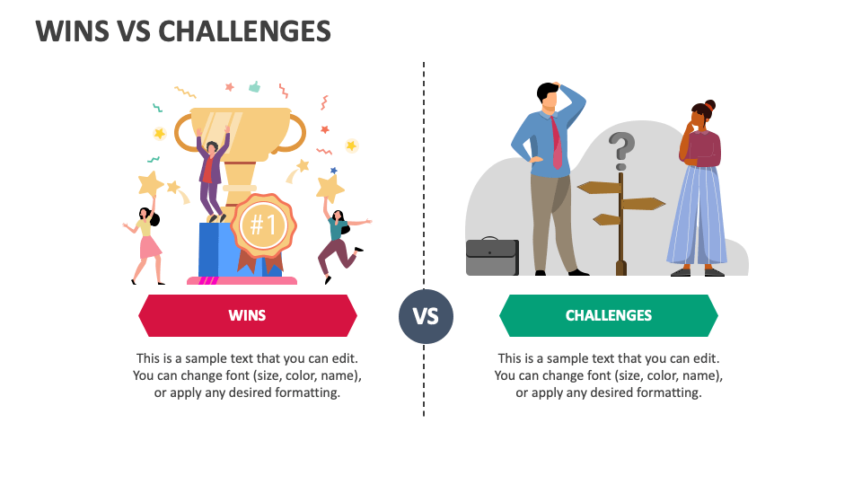 Wins Vs Challenges PowerPoint and Google Slides Template PPT Slides