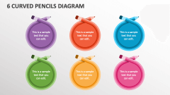 6 Curved Pencils Diagram - Slide 1
