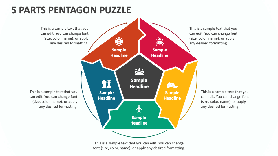 5 Parts Pentagon Puzzle - Slide 1