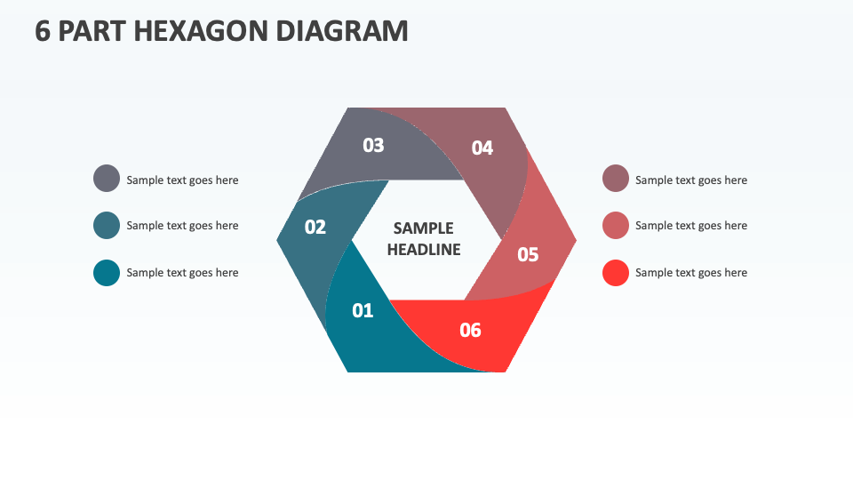 6 Part Hexagon Diagram - Slide 1