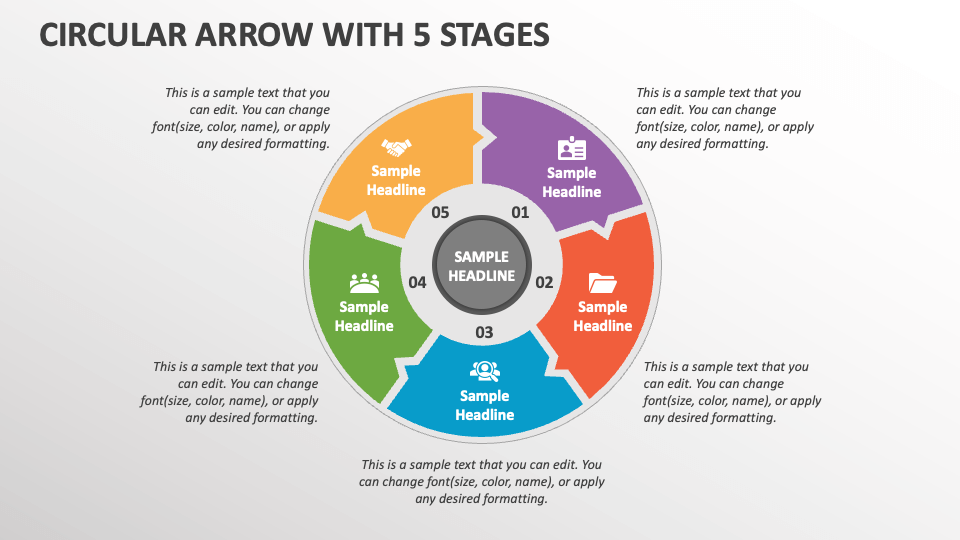 Circular Arrow with 5 Stages - Slide 1