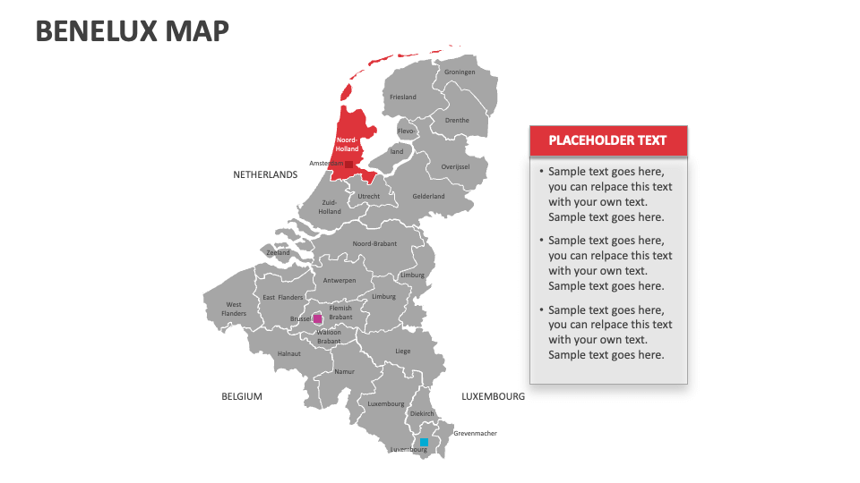 Benelux Map for Google Slides and PowerPoint PPT Slides