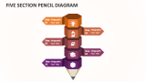 Five Section Pencil Diagram - Slide 1
