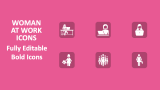 Woman At Work Icons - Slide 1