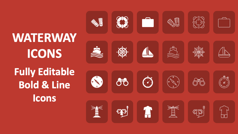 Waterway icons for google slides and powerpoint