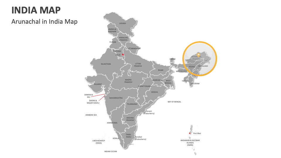 Arunachal Pradesh Map for Google Slides and PowerPoint - PPT Slides