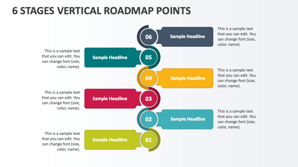 6 Stages Vertical Roadmap Points - Slide 1