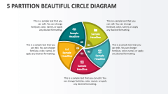 5 Partition Beautiful Circle Diagram - Slide 1