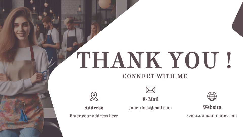 Free Hair Stylist Portfolio Presentation Template for Google Slides and