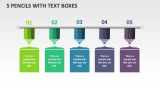 5 Pencils with Text Boxes - Slide 1