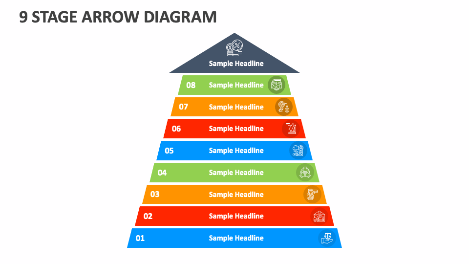 9 Stage Arrow Diagram - Slide 1