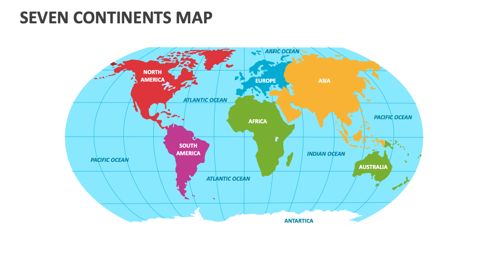 Seven Continents Map For Google Slides And PowerPoint PPT Slides Seven Continents Map Slide1