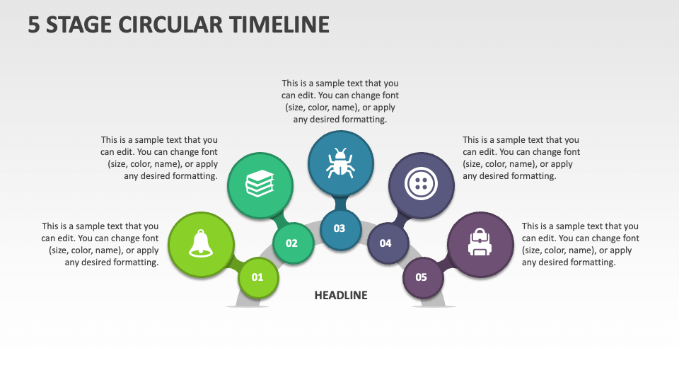 5 Stage Circular Timeline - Slide 1