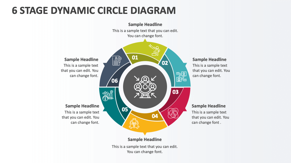 6 Stage Dynamic Circle Diagram - Slide 1