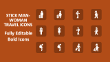 Stick Man-woman Travel Icons - Slide 1