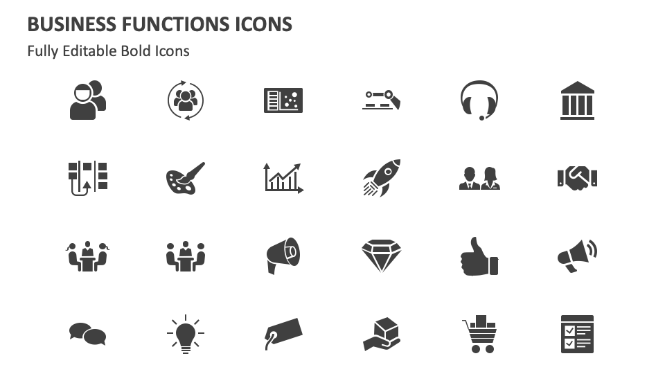 Business Functions Icons for Google Slides and PowerPoint