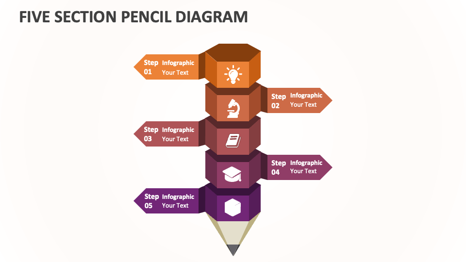 Five Section Pencil Diagram - Slide 1