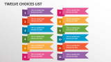 Twelve Choices List - Slide 1