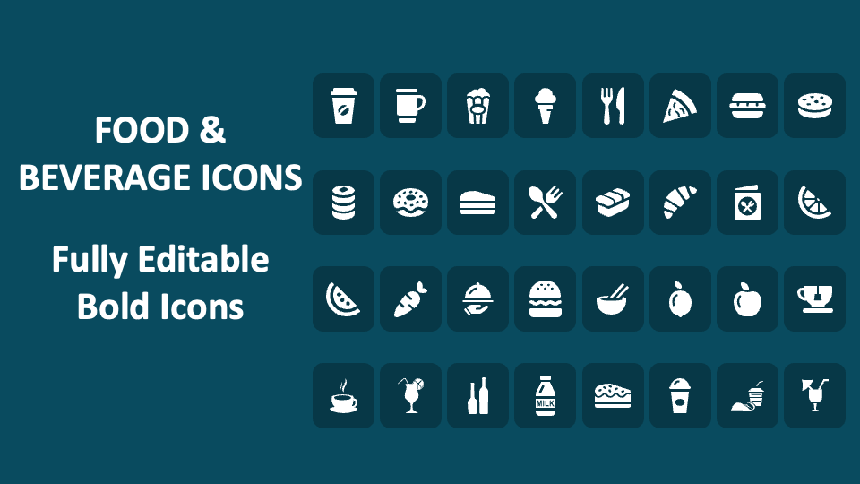 Food and Beverage Icons for Google Slides and PowerPoint