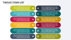 Twelve Items List - Slide 1