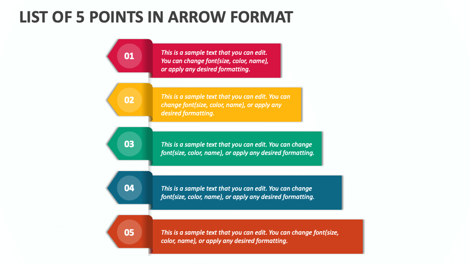 List of 5 Points in Arrow Format - Slide 1