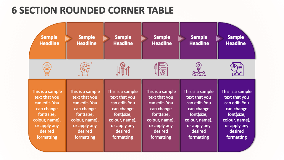 6 Section Rounded Corner Table - Slide 1