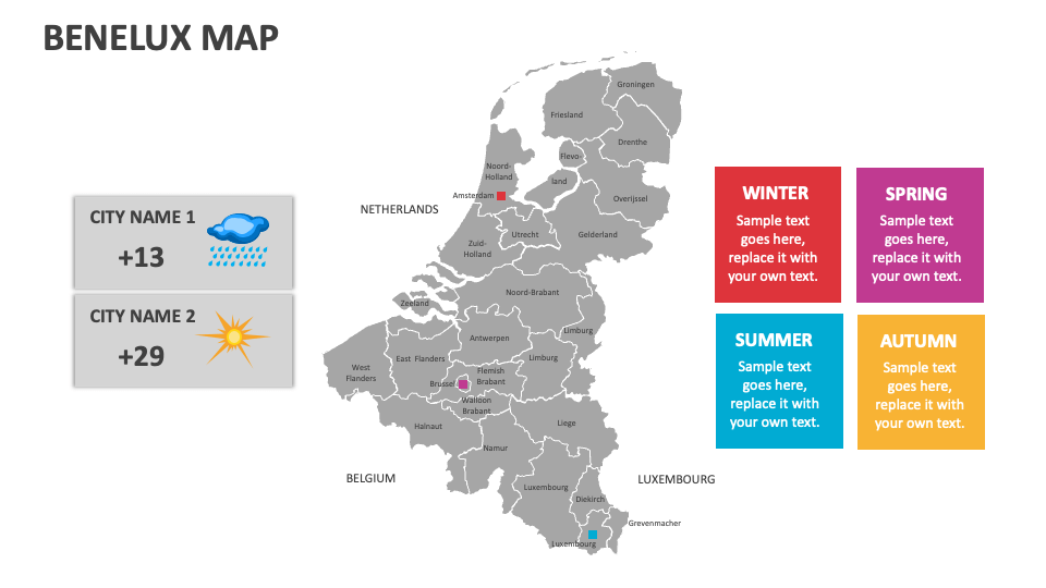 Benelux Map for Google Slides and PowerPoint PPT Slides