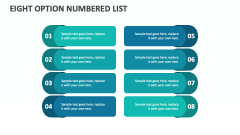 Eight Option Numbered List - Slide 1