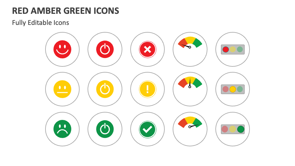 Red Amber Green Icons for Google Slides and PowerPoint