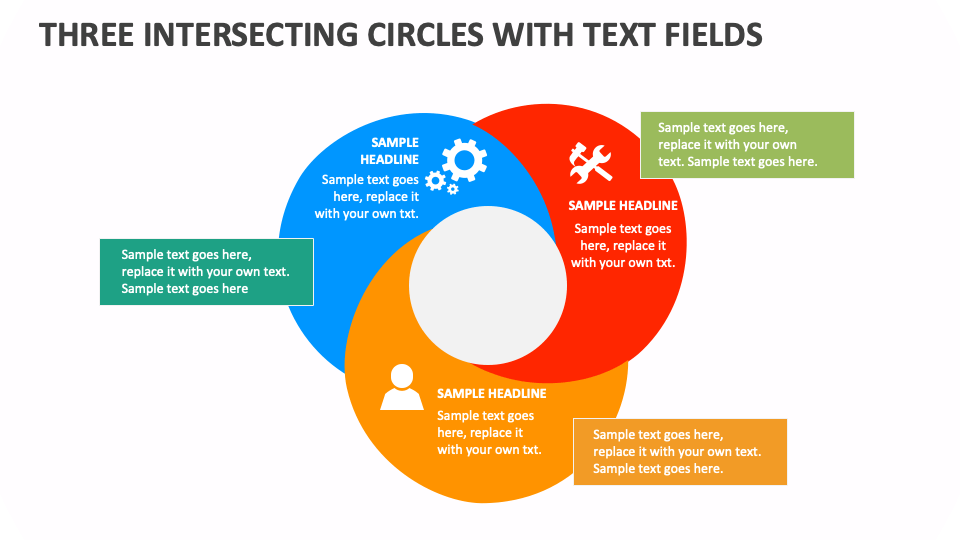 Three Intersecting Circles with Text Fields - Slide 1
