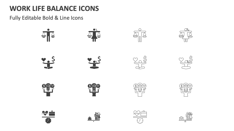 Work Life Balance Icons for Google Slides and PowerPoint