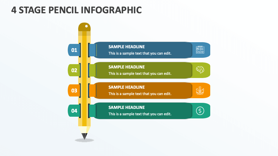 4 Stage Pencil Infographic - Slide 1